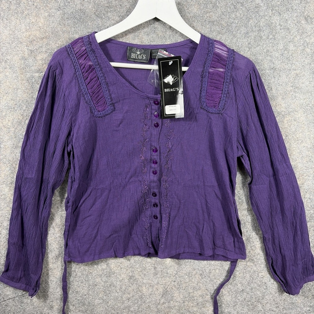 Bhag's Women's Long Sleeve Purple Tread Embroidered Blouse‎